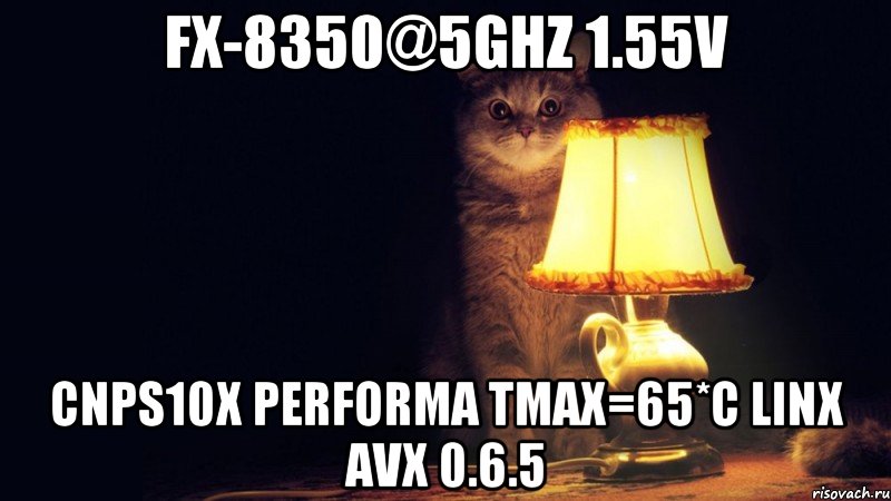 FX-8350@5GHz 1.55v cnps10x performa Tmax=65*C LinX AVX 0.6.5