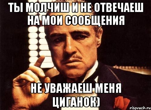 Ты молчиш и не отвечаеш на мои сообщения не уважаеш меня Циганок), Мем крестный отец