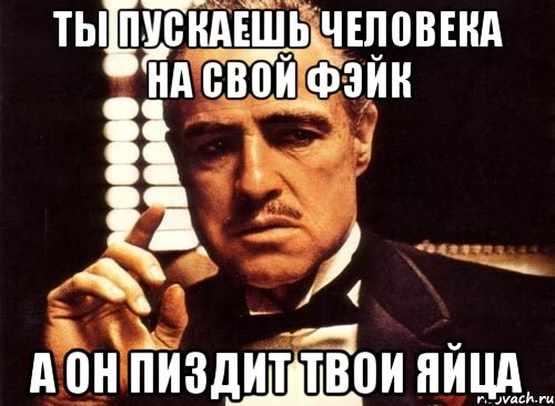 ТЫ ПУСКАЕШЬ ЧЕЛОВЕКА НА СВОЙ ФЭЙК А ОН ПИЗДИТ ТВОИ ЯЙЦА, Мем крестный отец