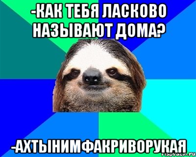 -КАК ТЕБЯ ЛАСКОВО НАЗЫВАЮТ ДОМА? -АХТЫНИМФАКРИВОРУКАЯ, Мем Ленивец