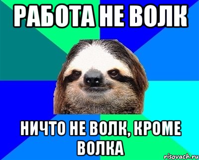 Работа не волк мем. Ленивец Мем. Ничто не волк кроме волка. Работа не волк работа Мем волк.