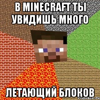 В minecraft ты увидишь много летающий блоков, Мем Миникрафтер