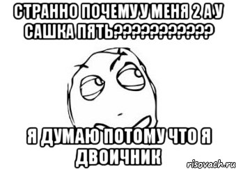 странно почему у меня 2 а у Сашка пять??????????? я думаю потому что я двоичник, Мем Мне кажется или