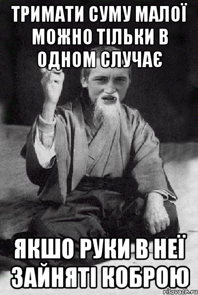 Тримати суму малої можно тільки в одном случає якшо руки в неї зайняті коброю, Мем Мудрий паца