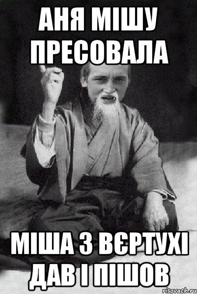 Аня Мішу пресовала Міша з вєртухі дав і пішов, Мем Мудрий паца