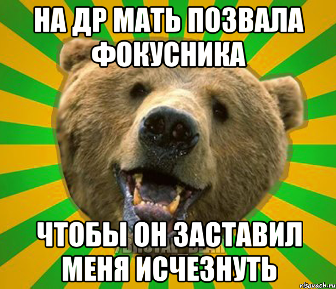 НА ДР МАТЬ ПОЗВАЛА ФОКУСНИКА ЧТОБЫ ОН ЗАСТАВИЛ МЕНЯ ИСЧЕЗНУТЬ, Мем Нелепый медведь