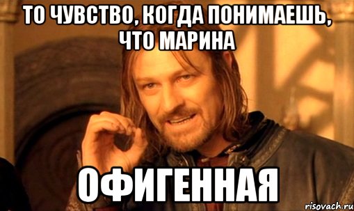 то чувство, когда понимаешь, что марина офигенная, Мем Нельзя просто так взять и (Боромир мем)