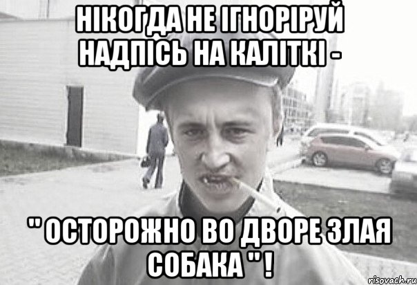 Нікогда не ігноріруй надпісь на каліткі - " Осторожно во дворе злая собака " !, Мем Пацанська философия