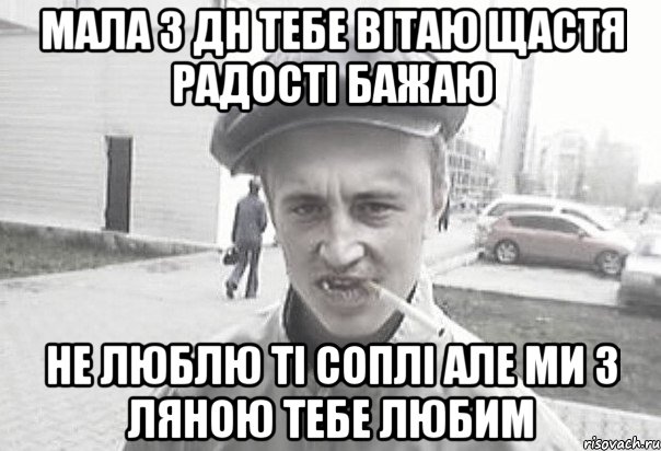 мала з дн тебе вітаю щастя радості бажаю не люблю ті соплі але ми з ляною тебе любим, Мем Пацанська философия