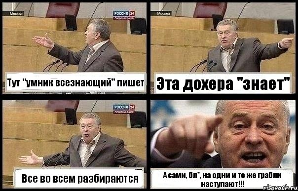 Тут "умник всезнающий" пишет Эта дохера "знает" Все во всем разбираются А сами, бл*, на одни и те же грабли наступают!!!, Комикс с Жириновским