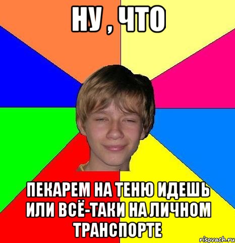 Ну , что Пекарем на теню идешь или всё-таки на личном транспорте, Мем Укуренный школьник