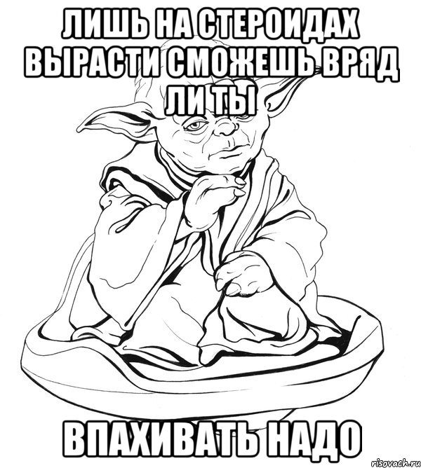 лишь на стероидах вырасти сможешь вряд ли ты впахивать надо, Мем Мастер Йода