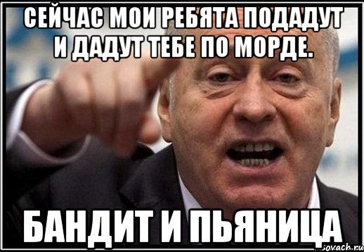 Сейчас мои ребята подадут и дадут тебе по морде. Бандит и пьяница, Мем жириновский ты