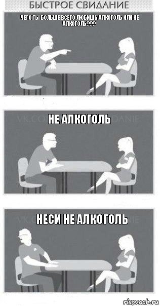 чего ты больше всего любишь алкоголь или не алкоголь??? не алкоголь неси не алкоголь, Комикс Быстрое свидание