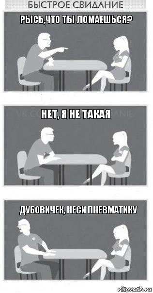 Рысь,что ты ломаешься? НЕт, я не такая Дубовичек, неси пневматику, Комикс Быстрое свидание