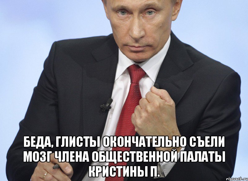  беда, глисты окончательно съели мозг члена общественной палаты кристины п., Мем Путин показывает кулак
