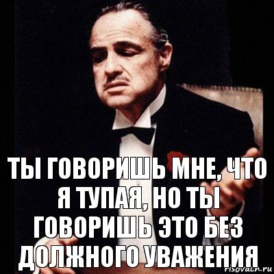 Ты говоришь мне, что я тупая, но ты говоришь это без должного уважения, Комикс Дон Вито Корлеоне 1