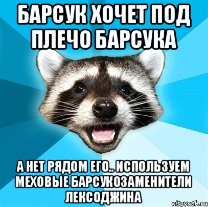 Барсук хочет под плечо Барсука А нет рядом его.. Используем меховые барсукозаменители лексоджина, Мем Енот-Каламбурист