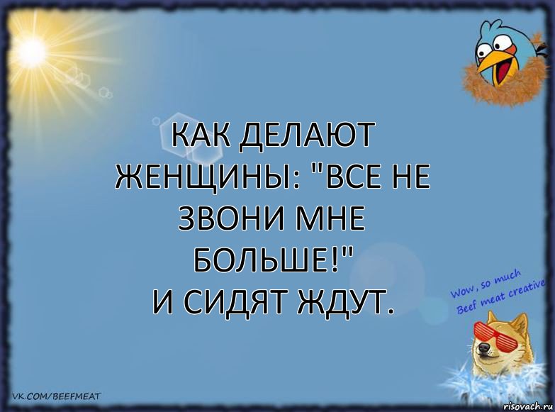 Как делают женщины: "Все не звони мне больше!"
И сидят ждут., Комикс ФОН