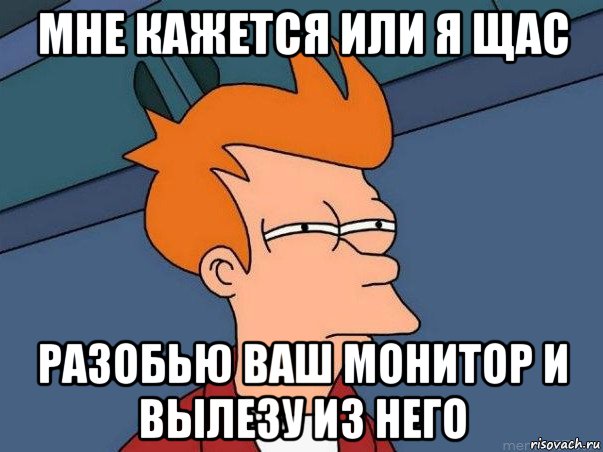 мне кажется или я щас разобью ваш монитор и вылезу из него, Мем  Фрай (мне кажется или)