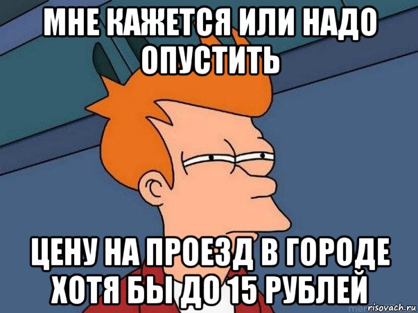 мне кажется или надо опустить цену на проезд в городе хотя бы до 15 рублей, Мем  Фрай (мне кажется или)