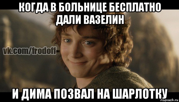 когда в больнице бесплатно дали вазелин и дима позвал на шарлотку, Мем  Фродо