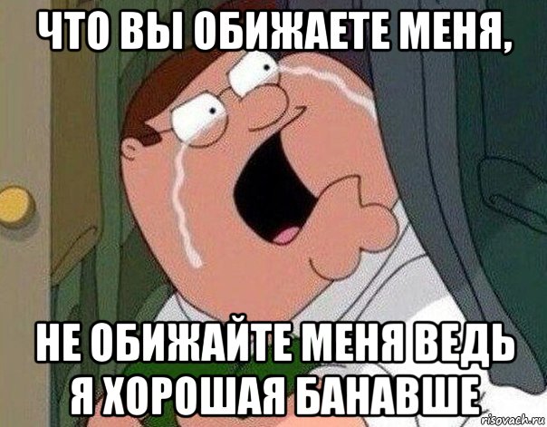 что вы обижаете меня, не обижайте меня ведь я хорошая банавше, Мем Гриффин плачет