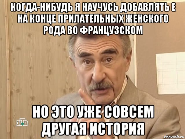 когда-нибудь я научусь добавлять е на конце прилательных женского рода во французском но это уже совсем другая история, Мем Каневский (Но это уже совсем другая история)