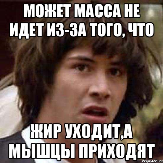 Может масса не идет из-за того, что жир уходит,а мышцы приходят, Мем А что если (Киану Ривз)