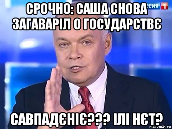 срочно: саша снова загаваріл о государствє савпадєніє??? ілі нєт?, Мем Киселёв 2014