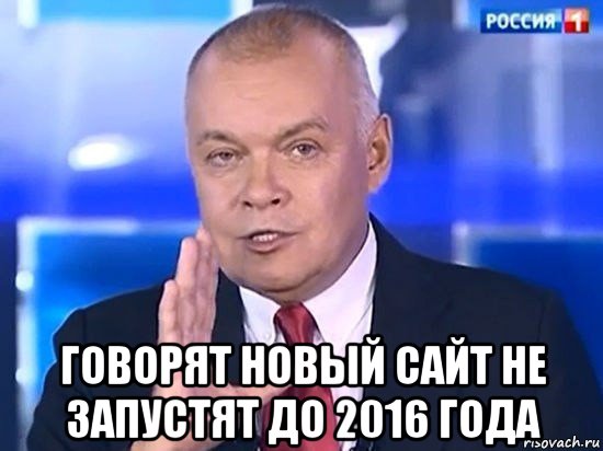  говорят новый сайт не запустят до 2016 года, Мем Киселёв 2014