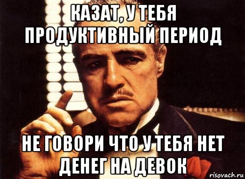 казат, у тебя продуктивный период не говори что у тебя нет денег на девок, Мем крестный отец