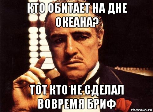 кто обитает на дне океана? тот кто не сделал вовремя бриф, Мем крестный отец