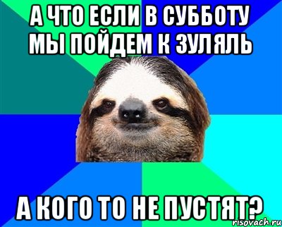 А что если в субботу мы пойдем к Зуляль а кого то не пустят?, Мем Ленивец