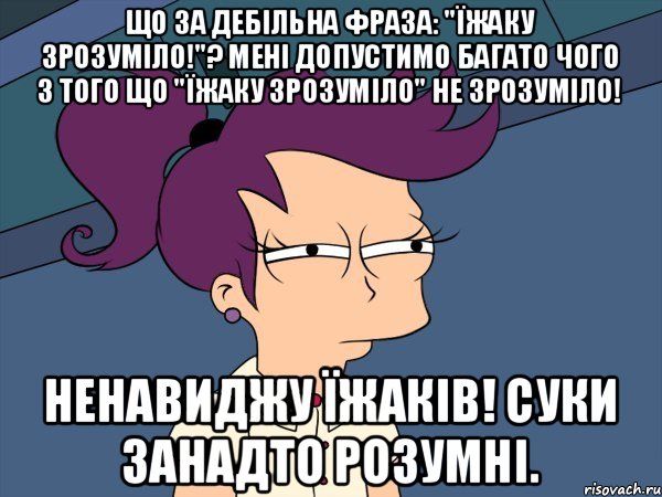 Що за дебільна фраза: "Їжаку зрозуміло!"? Мені допустимо багато чого з того що "Їжаку зрозуміло" не зрозуміло! Ненавиджу їжаків! Суки занадто розумні., Мем Мне кажется или (с Лилой)