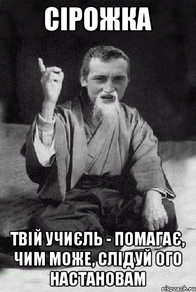 сірожка твій учиєль - помагає, чим може, слідуй ого настановам, Мем Мудрий паца