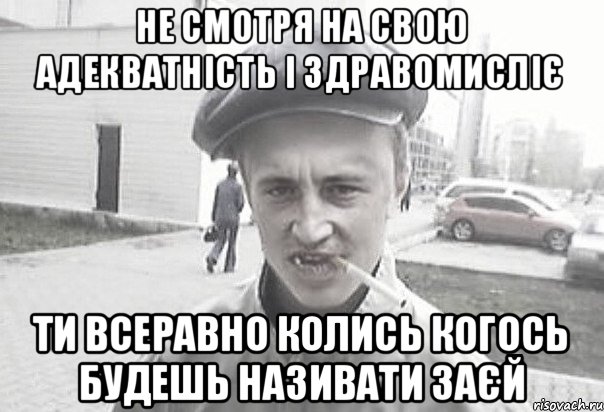 не смотря на свою адекватність і здравомисліє ти всеравно колись когось будешь називати заєй, Мем Пацанська философия