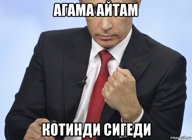агама айтам котинди сигеди, Мем Путин показывает кулак