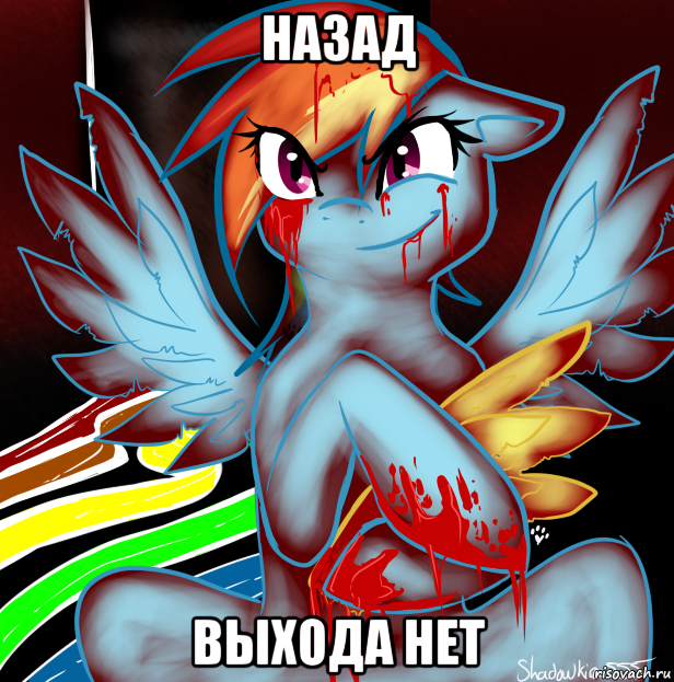 назад выхода нет, Мем RAINBOW FACTORY DASH