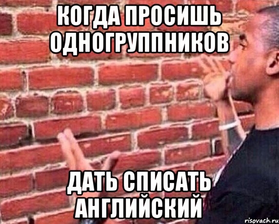 Когда просишь одногруппников дать списать английский, Мем разговор со стеной