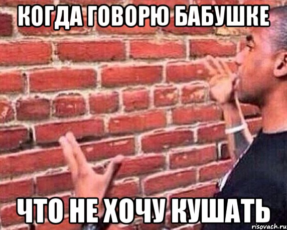 когда говорю бабушке что не хочу кушать, Мем разговор со стеной