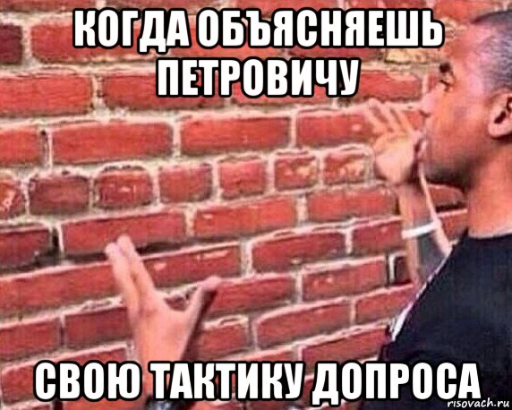 когда объясняешь петровичу свою тактику допроса, Мем разговор со стеной