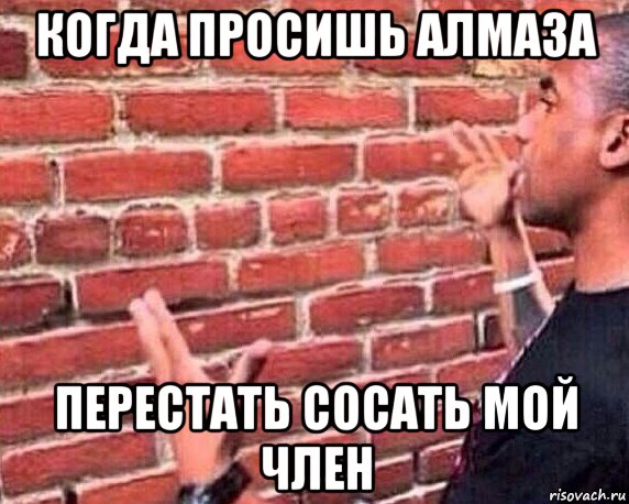 когда просишь алмаза перестать сосать мой член, Мем разговор со стеной