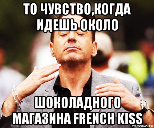 то чувство,когда идешь около шоколадного магазина french kiss, Мем   Дауни-младший нюхает