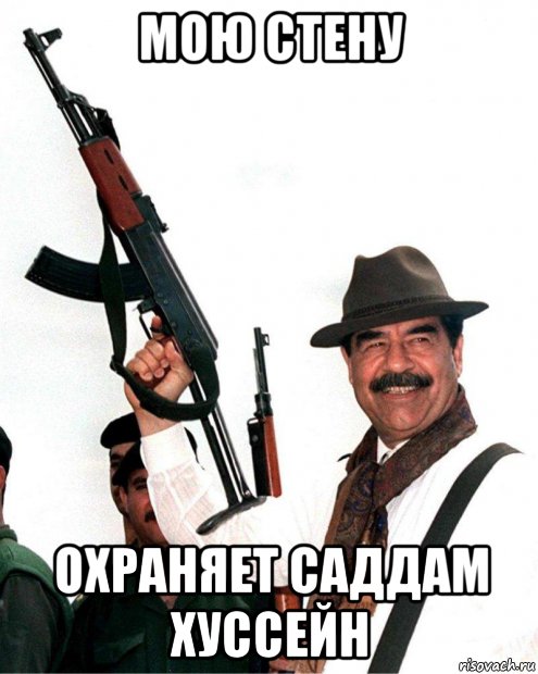 Саддам мем. Мою стену охраняет Мем. Мемы про укрытие Саддама Хусейна.