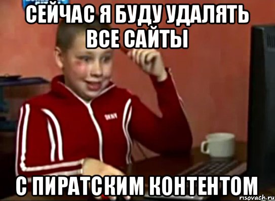 Сейчас я буду удалять все сайты с пиратским контентом, Мем Сашок (радостный)