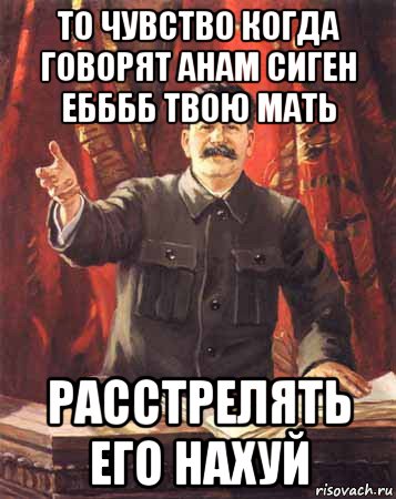 то чувство когда говорят анам сиген ебббб твою мать расстрелять его нахуй, Мем  сталин цветной