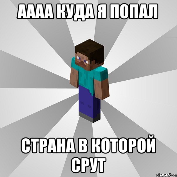 АААА КУДА Я ПОПАЛ СТРАНА В КОТОРОЙ СРУТ, Мем Типичный игрок Minecraft