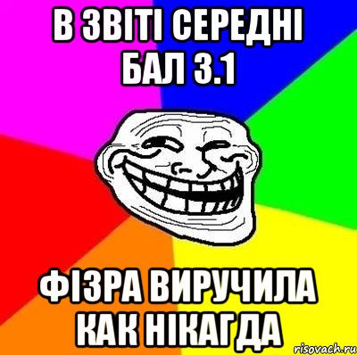 В ЗВІТІ СЕРЕДНІ БАЛ 3.1 ФІЗРА ВИРУЧИЛА КАК НІКАГДА, Мем Тролль Адвайс