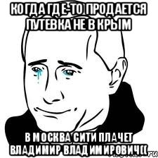 Когда где-то продается путевка не в Крым В Москва Сити плачет Владимир Владимирович((, Мем  Володя Путин